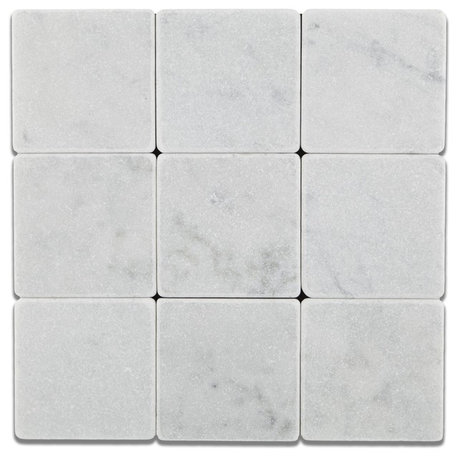 6 X 6 Carrara White Marble Tumbled Field Tile