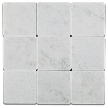 6 X 6 Carrara White Marble Tumbled Field Tile
