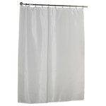 Carnation Home Fashions - Standard-Sized Polyester Fabric Shower Curtain Liner in White - 100% Polyester fabric shower curtain liner with weighted bottom hem in White, size 70"x72". Protect your shower curtain using our Standard-Sized (70'' wide x 72'' long) Fabric Shower Curtain Liner. This machine-washable, 100% polyester liner resists water, protecting your favorite shower curtain from water damage without the plastic look of vinyl. Additionally, a weighted hem ensures this liner holds firmly in place each time you shower. You wouldn't even need to bother with a separate shower curtain. Here in White, you can find this style liner in a large variety of fashionable colors. Machine wash in warm water, tumble dry, low, light iron as needed