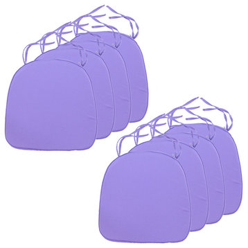 LeisureMod Non-Slip Reversible Chair Cushion Pads With Ties, Purple, Set of 8