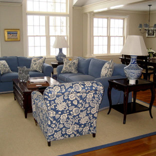 Blue And White Family Room Houzz