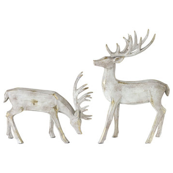 Deer, 2-Piece Set, 11"Lx9"H, 9"Lx13"H Resin