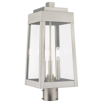 Livex Lighting Brushed Nickel 3-Light Outdoor Post Top Lantern