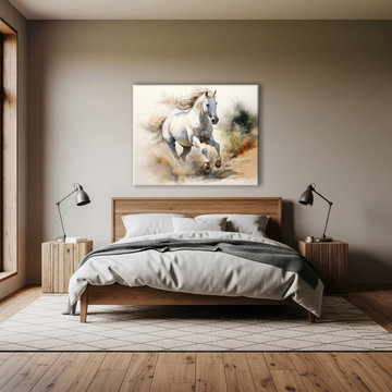 A Field of Dreams Watercolor Painting Digital Artwork Prints Equestrian Art