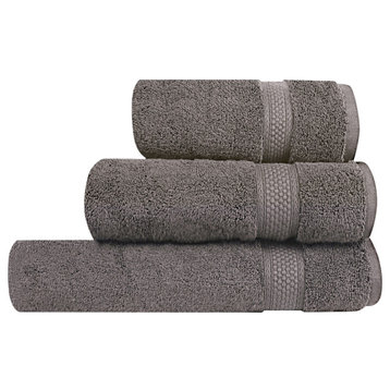 A1HC Bath Towel Set, 100% Ring Spun Cotton, Ultra Soft, Charcoal, 3 Piece Towel Set