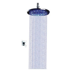 Lima Round Color Changing Water Powered Shower Solid Brass Built in Mixer - Showerheads And Body Sprays
