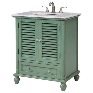 Elegant Decor Rhodes 30" Wood Single Bathroom Vanity in Vintage Mint Green