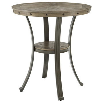Linon Franklin Metal and Wood Pub Table in Pewter