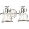 Conway 2-Light Brushed Nickel Clear Seeded Glass Farmhouse Wall Light