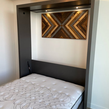 Custom Built Vertical Queen Size Murphy Bed with Desk Combo, Two-Tone Finish