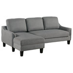 OSP Home Furnishings - Lester Sofa With Chaise and Twin Sleeper, Gray fabric With Black legs - Curl up for a relaxing evening on the Lester Sleeper Sofa. Details like squared tapered feet, piping trim, and padded arms make this an attractive center of your living or family room. Invite guests to sleep in comfort on the easy to pull out bed thanks to plush, foam filled cushions. This sleeper folds out to a generous twin or single size, perfect for an unexpected guest. This sectional's chaise sets up left side facing. Everything you could ever want from a convertible sofa.