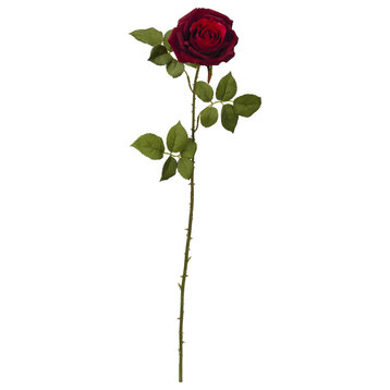 33" Elegant Red Large Rose Artificial Flower, Set of 6