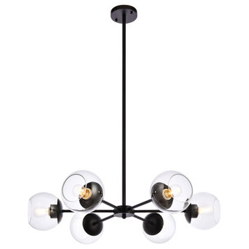 Brooke 30" Pendant, Black With Clear Shade