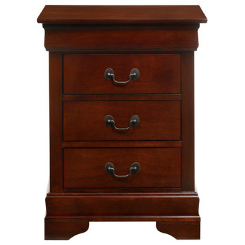 Louis Philippe 3-Drawer Nightstand (29 in. H x 21 in. W x 16 in. D), Cherry