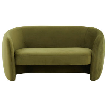Safavieh Couture Zhao Curved Loveseat, Olive Green