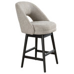 Armen Living - Adrian Gray Wood 26" Swivel Barstool, Morning Fog Fabric, Set of 2 - The Adrian Barstool combines timeless design with modern functionality, making it the perfect choice for your kitchen island or home bar. Featuring a sleek low-back design and an elegant blend of materials, this barstool is as comfortable as it is stylish. The durable rubberwood frame showcases a brushed finish, adding texture and warmth to your space, while the cushioned seat and back are upholstered in premium polyester fabric for lasting durability. Available in two heights   26-inch counter height and 30-inch bar height   the Adrian Barstool offers flexibility to suit your dining or entertaining area. The fiber-wrapped foam cushion provides excellent comfort, and the 360-degree swivel feature ensures effortless mobility for any gathering. Its sturdy, straight-legged base includes plastic glides to protect your floors from scratches, making it both functional and stylish. Choose from two stunning finishes: Brown Oak with Ancient Stone Upholstery or Gray Oak with Morning Fog Upholstery, to perfectly complement your decor. Designed with a weight capacity of up to 250 lbs, the Adrian Barstool ensures reliability and everyday luxury for your home. The Adrian Barstool includes a 1-year warranty covering fabric, foam, and frames, giving you peace of mind with your purchase. Assembly is straightforward and takes approximately 30 minutes, requiring just a screwdriver and two people for a hassle-free setup. This product includes two barstools.