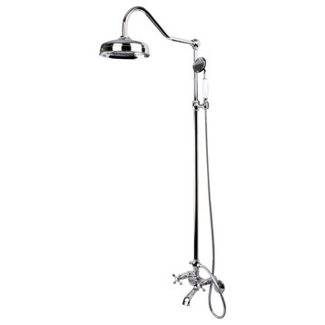 Kingston Brass Clawfoot Tub Faucet Package With Shower Combo, Polished Chrome
