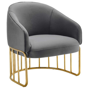 Modway Legacy Modern Performance Velvet Armchair in Gray/Gold