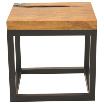 Reclaimed Wood Side Table, Mango Top