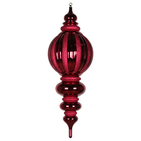 Vickerman M163565 35" Burgundy Shiny Finial Ornament With Glitter Accents