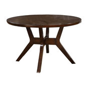 Abelone Mid-Century Modern Round Dining Table, Walnut