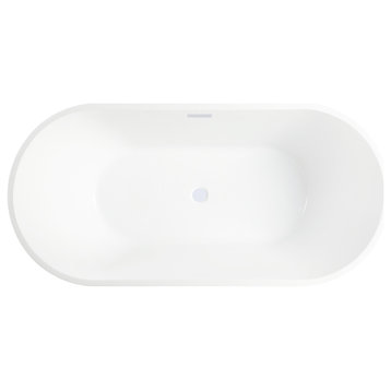 Freestanding Acrylic Bathtub, Pure White, S, 59"