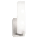 Visual Comfort Modern Collection - Tech Lighting Cosmo Wall Light, LED, Frost, Satin Nickel - Rectilinear glass with metal base. Provides ambient and up-light. Includes two 120 volt, 40 watt mini-candelabra base lamps, 18 watt 2G11 base twin tube compact fluorescent lamp (electronic ballast included), or energy saving 10 watt, 450 lumen, 3000K LED module.. Incandescent version dimmable with standard incandescent dimmer. LED version dimmable with low-voltage electronic dimmer. ADA compliant.