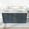 Gazsi Classic Blue Bathroom Vanity Set, 60", Without Mirror