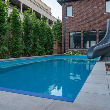 Fiberglass Pool Ideas - Fiberglass Lap Pool with Interlocking Deck