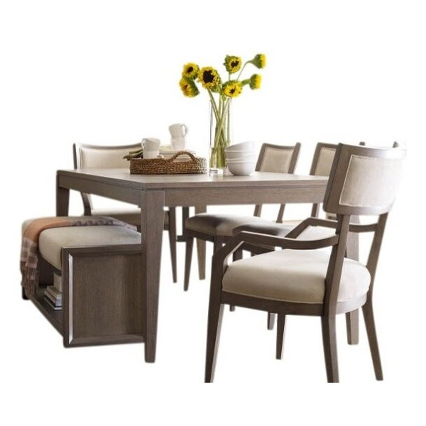 Cortana 6-Piece Chair and Bench Leg Table Dining Set Greige
