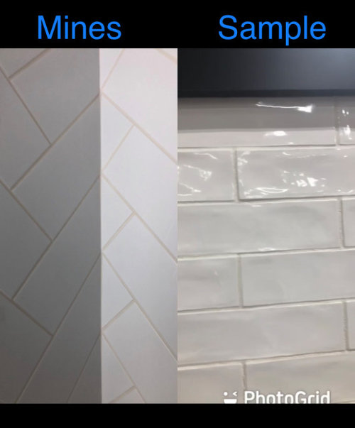 White grout with white shower tile looks yellow after installed