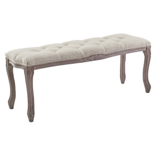 Kim Vintage French Upholstered Fabric Bench Traditional