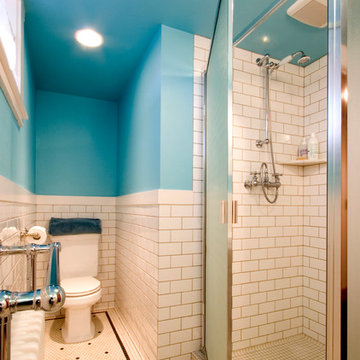 Our clients wanted a bright bathroom in their basement remodel and here's the re