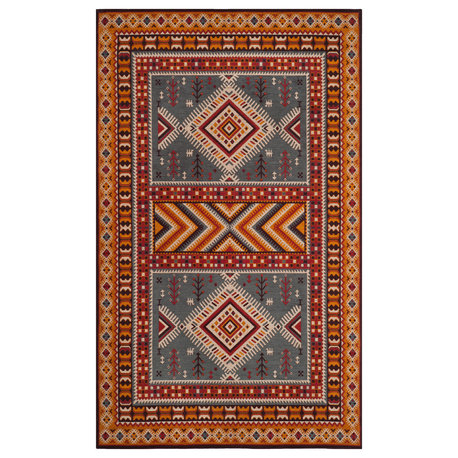 Safavieh Classic Vintage Collection CLV511 Rug, Slate/Mustard, 5'x8'