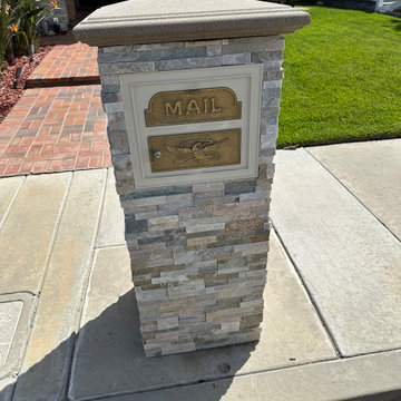 Custom Handcrafted Stone Mailbox – Side Angle