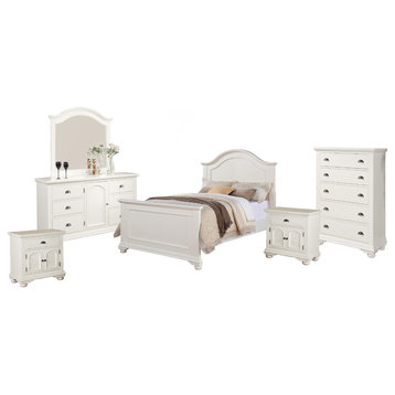Picket House Furnishings Addison 6 Piece Full Bedroom Set in White