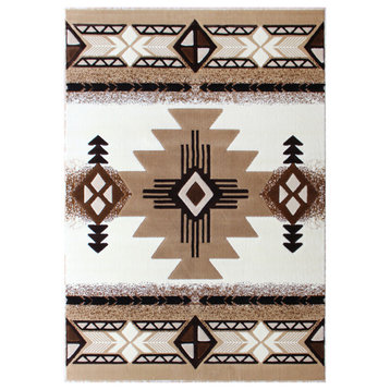 Angie Collection Rectangle 8' x 10' Ivory Southwestern Style Area Rug