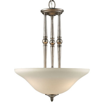 Antique Pewter and Frosted Glass Chandelier