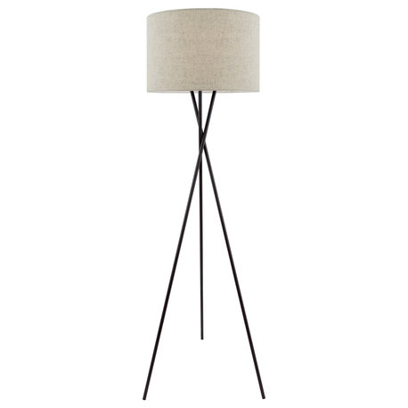 Kira Home Sadie 60" Tripod LED Floor Lamp, 9W bulb (/), Honey Beige Drum Shade