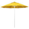 9' Matted White Push Lift Fiberglass Rib Aluminum Umbrella, Olefin, Lemon