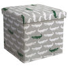 Alligator Fabric Covered Collapsible Ottoman Gray/Green Set 15X15X15