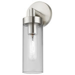 Livex Lighting - Ludlow 1 Light Brushed Nickel ADA Single Sconce - Add a dash of character and radiance to your home with this wall sconce. This single-light fixture from the Ludlow Collection features a brushed nickel finish with a clear glass. The clean lines of the back plate complement the cylindrical glass shade creating a minimal, sleek, urban look that works well in most decors. This fixture adds upscale charm and contemporary aesthetics to your home.