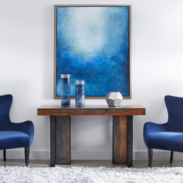 Fallon Wood and Iron Console Table with Routed Edge
