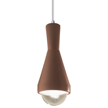 Erlen Pendant, Canyon Clay, Polished Chrome, White Cord, Incandescent