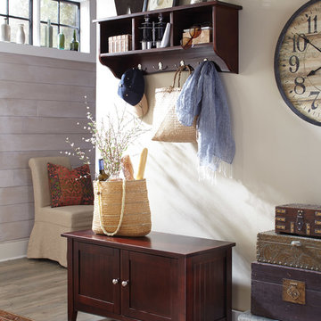 Cottage Style Storage Bench and Coat Hook in Dark Chocolate Brown
