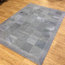 Patchwork Leather Cubed Cowhide Rug, Light Grey With Border, 200x300 cm