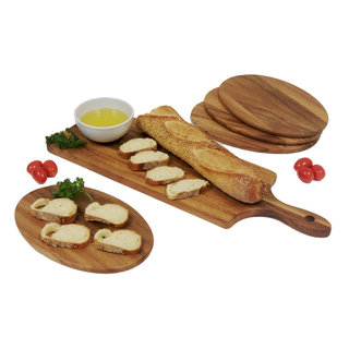 Solid Acacia Wood Serving Trays (14 x 5.5 inches) Rectangular Wooden Large  Serving Platters for Food, Wooden Tray for Charcuterie, Appetizer Serving