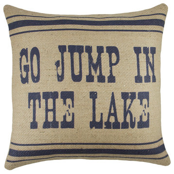 "Go Jump in the Lake" Burlap Pillow, Navy