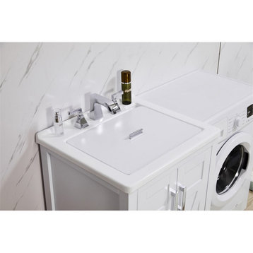Stufurhome Hathaway 24 in. x 34 in. White Engineered Wood Laundry Sink