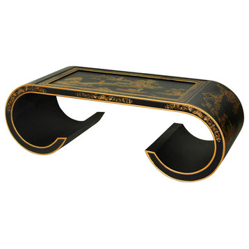 Black Lacquer Scroll Table